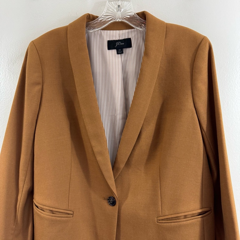 J.Crew Parke Blazer Caramel Wool Flannel #J5627 Classic Jacket Women’s Size 10 - Picture 4 of 16
